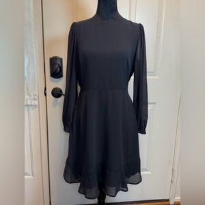 J. CREW Factory Mini Dress with Flounce Hem Black Size 2 #BY478